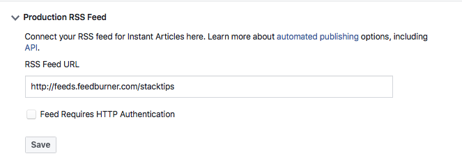 Facebook Instant Articles- Submit RSS