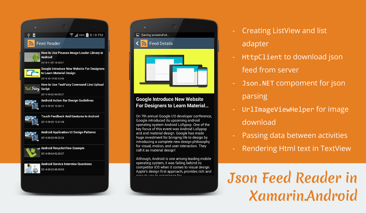 JSON Feed Reader Application in Xamarin.Android