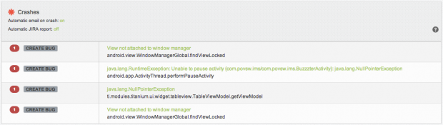 Testfairy Crash Reports