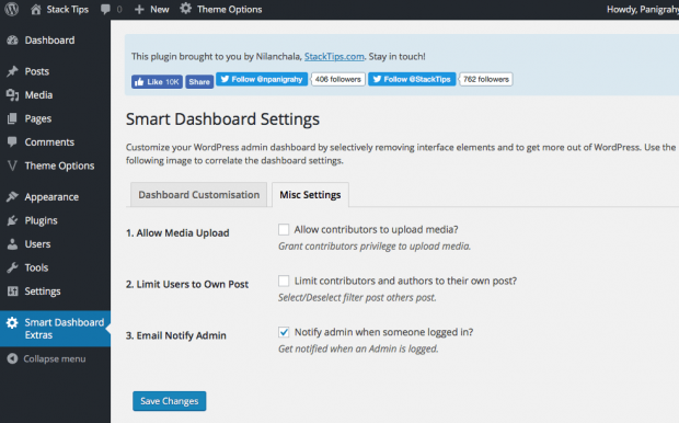 Smart Dashboard Admin Settings